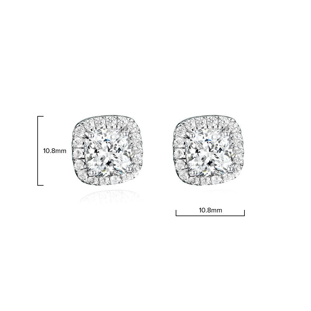 Luxury Diamond White Square Pierced Earrings | Vooglam Angle View
