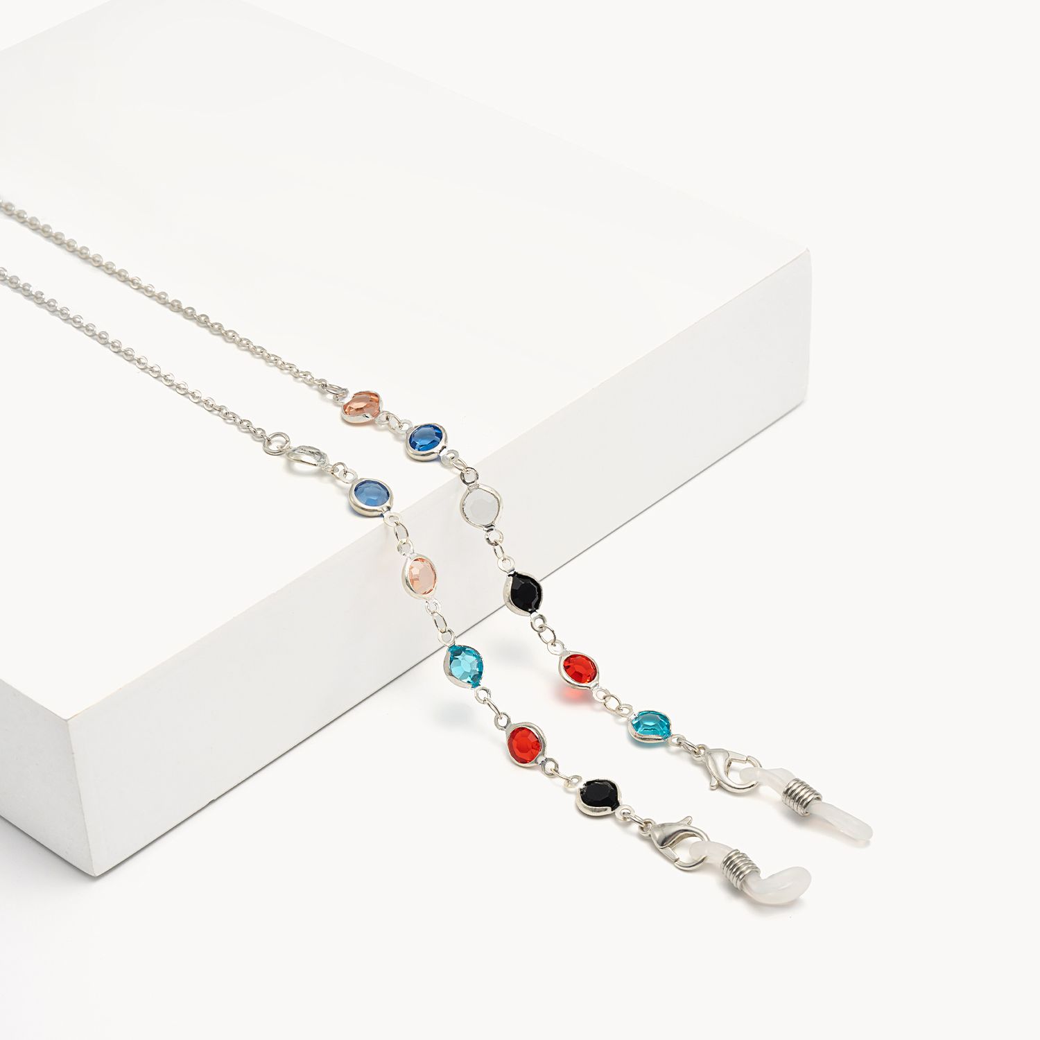 Cute Silver Glasses Chains | Vooglam.com Front View