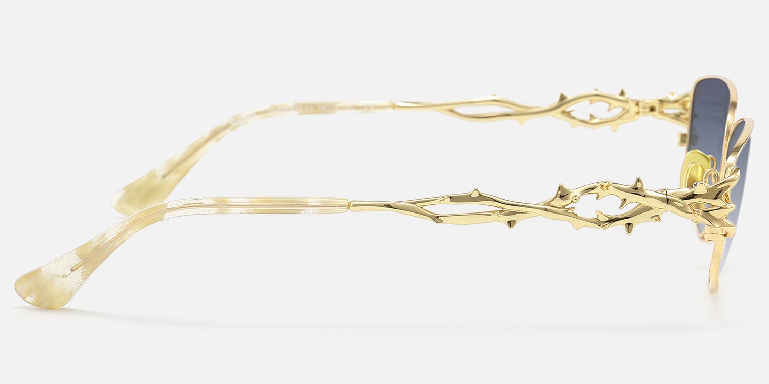 Spine - Gold Metal Sunglasses with Thorn | Vooglam Side View