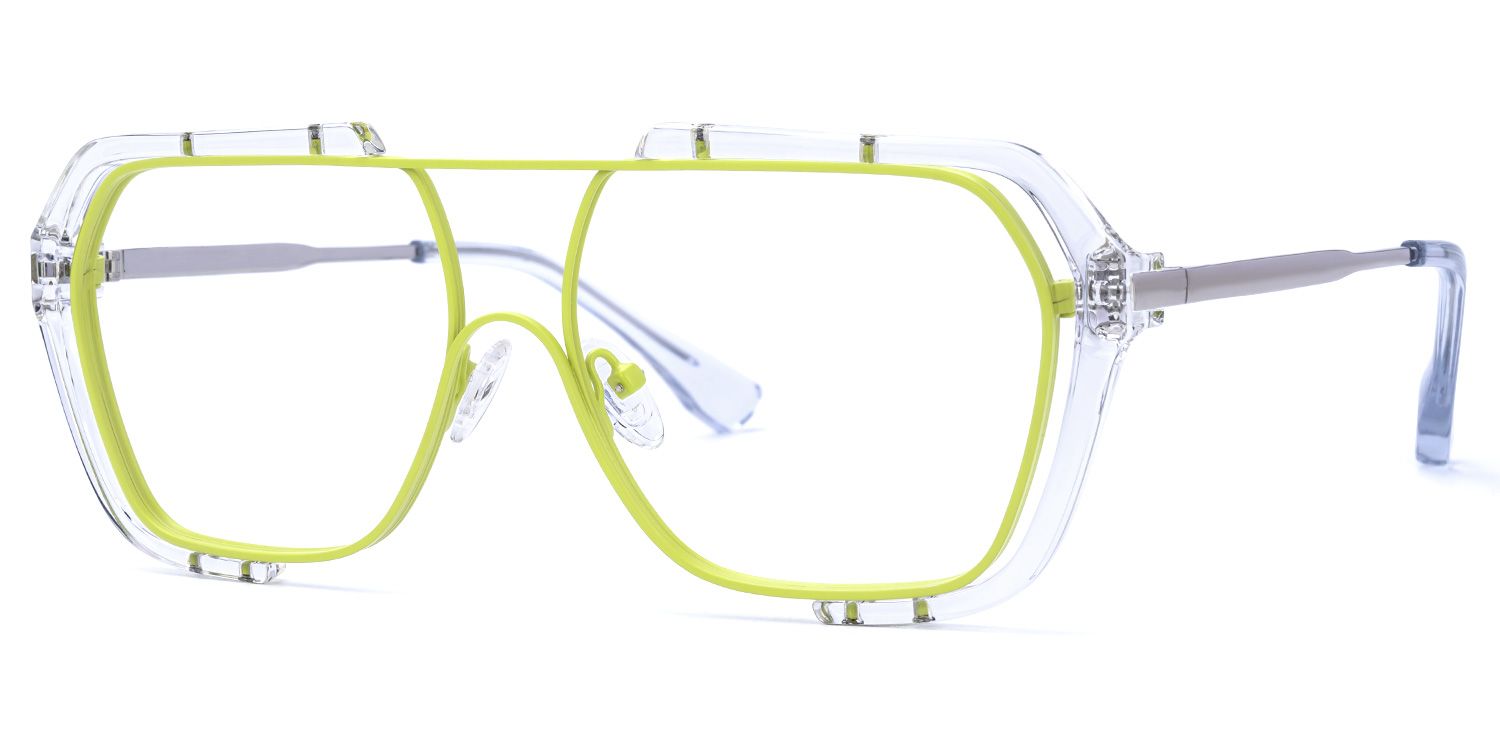 Porsha - Aviator Green Eyeglasses | Vooglam Front View