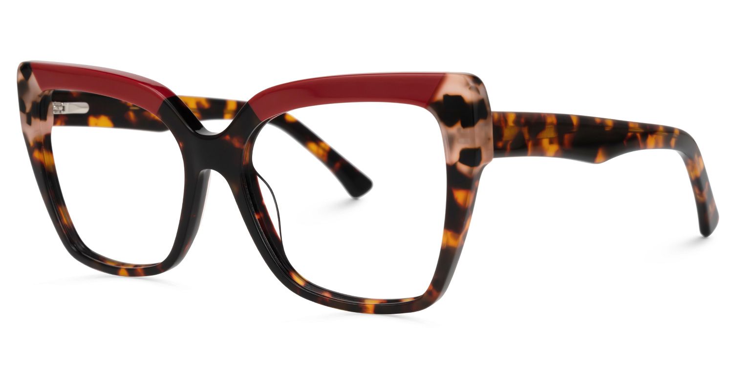 Deserae - Square Red/Tortoise Eyeglasses | Vooglam Front View
