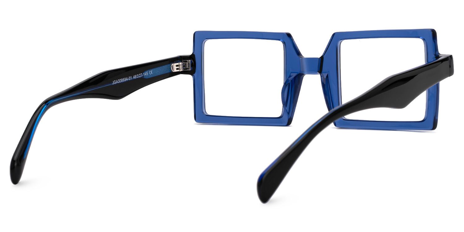Fawzia - Rectangle Blue Eyeglasses | Vooglam Side View