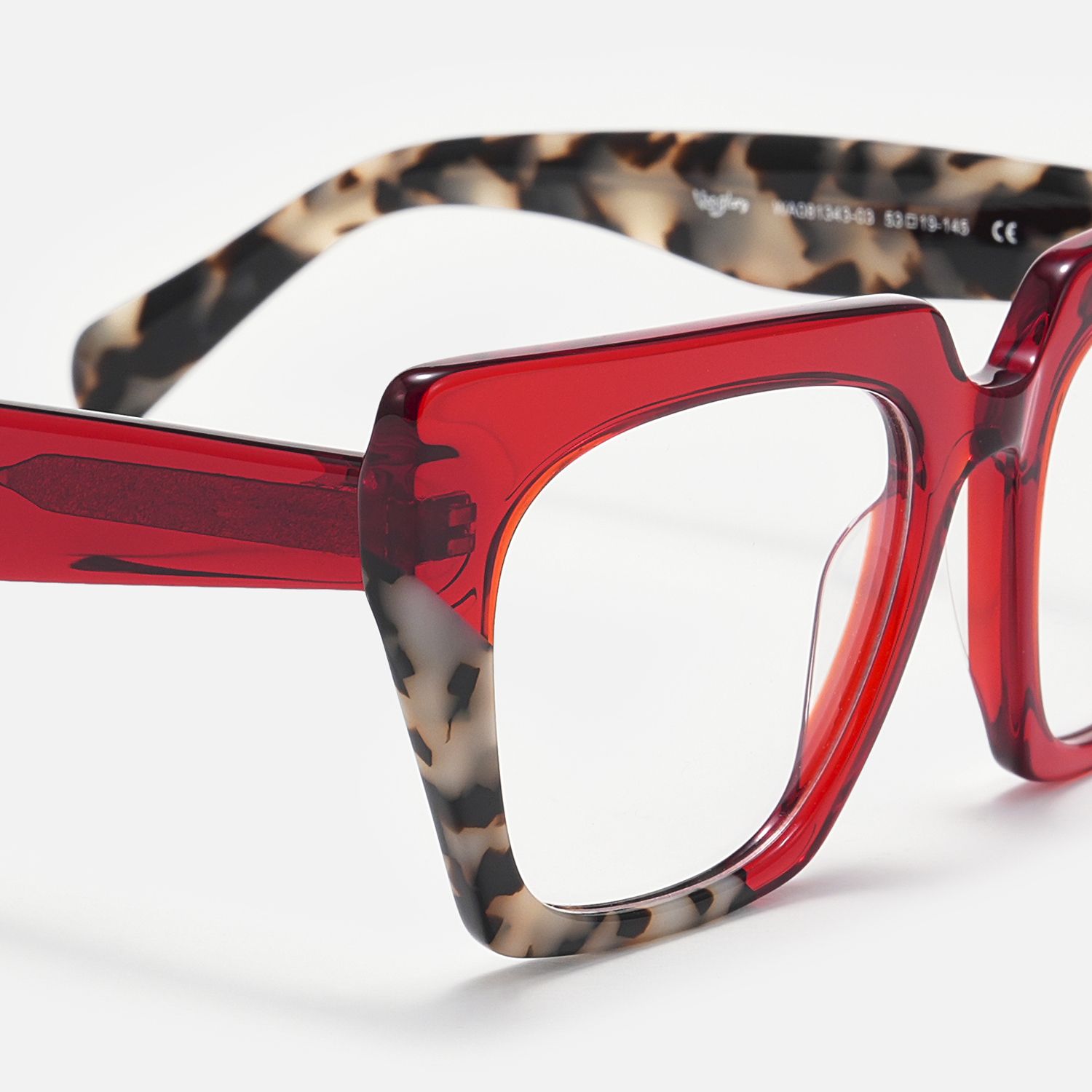 Sanna - Retro Red & Tortoise Square Frame Glasses product detail 4