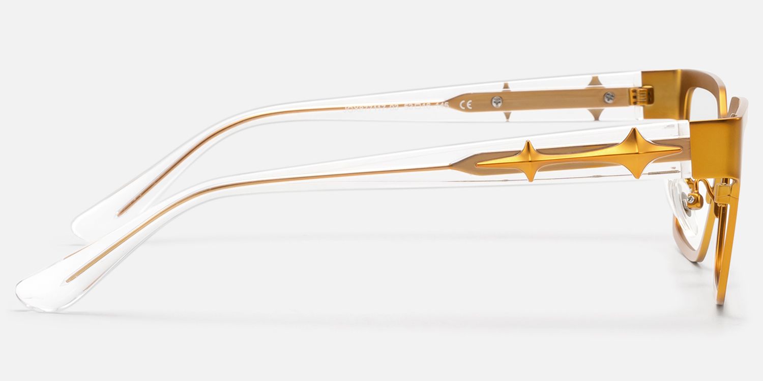 Vector - Matte Orange Cyber Metal Star Glasses by Vooglam - Side View