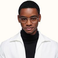 Ubuntu - Rectangle Silver Eyeglasses | Vooglam On Model 2