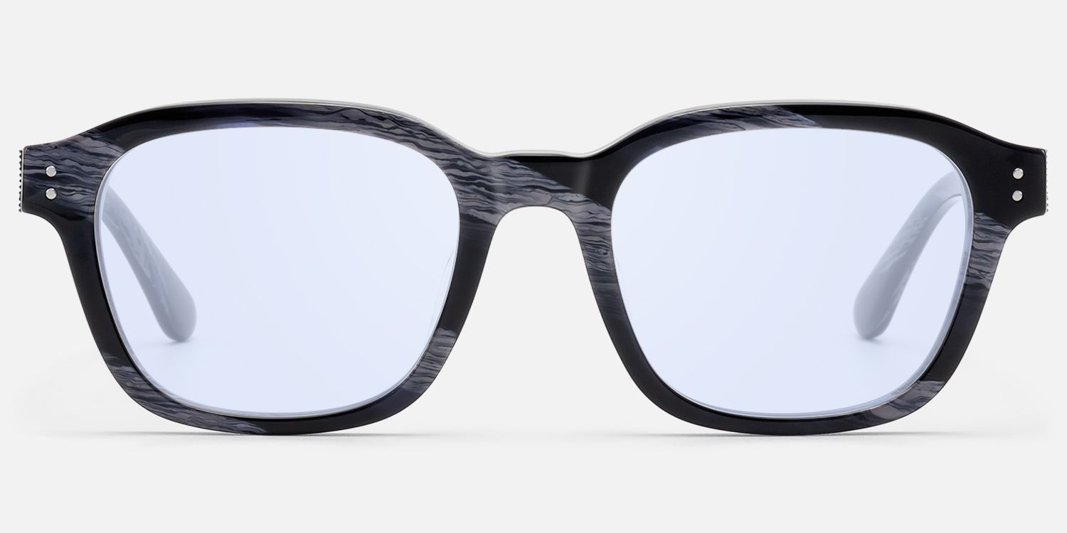 Rainier - Blue Lens Dark Blue Horn Sunglasses | Vooglam Angle View