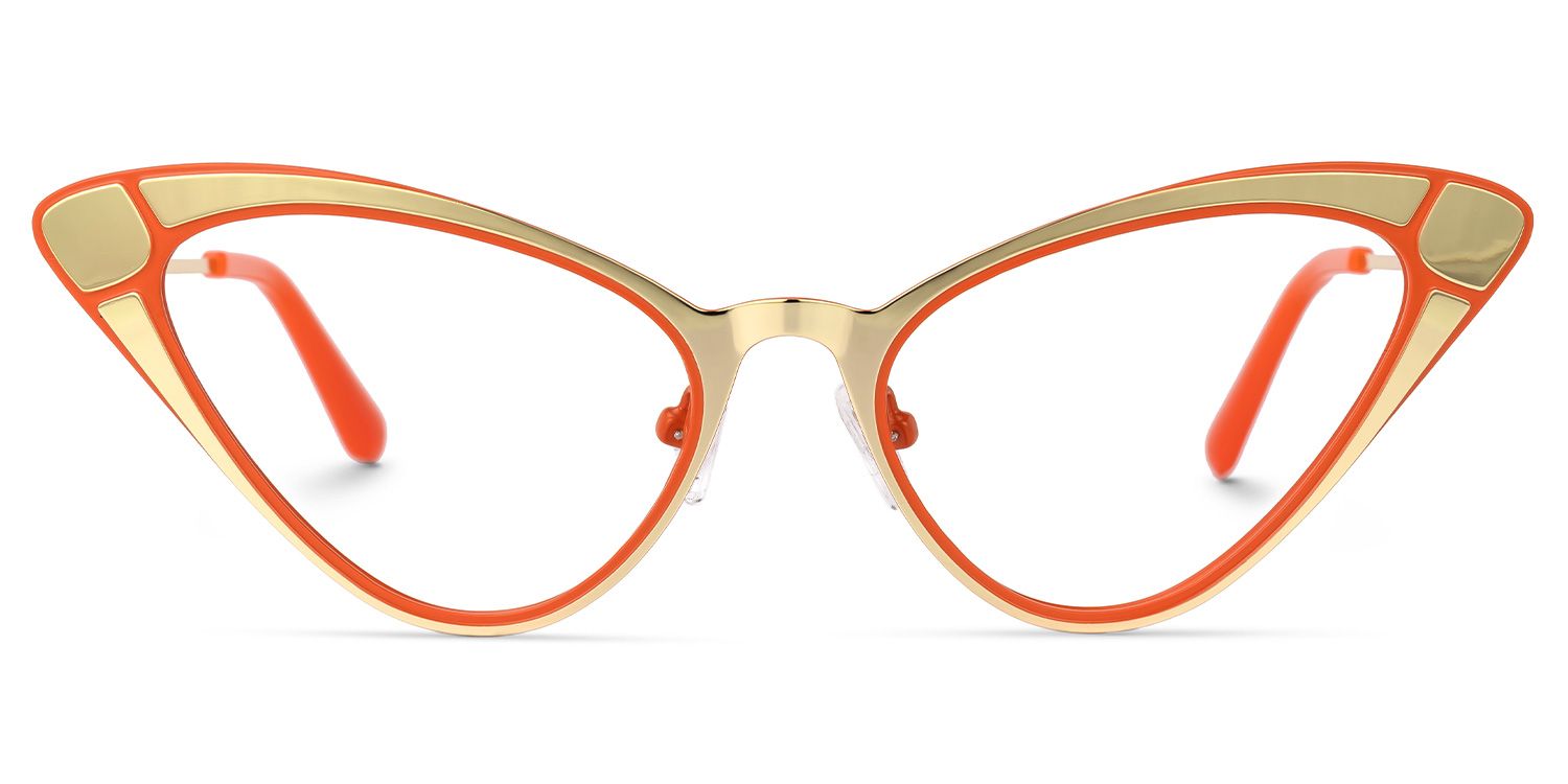 Fachtna - Cat Eye Orange/Gold Eyeglasses | Vooglam Angle View