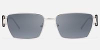 Rogue - Rectangle Silver Sunglasses | Vooglam Angle View