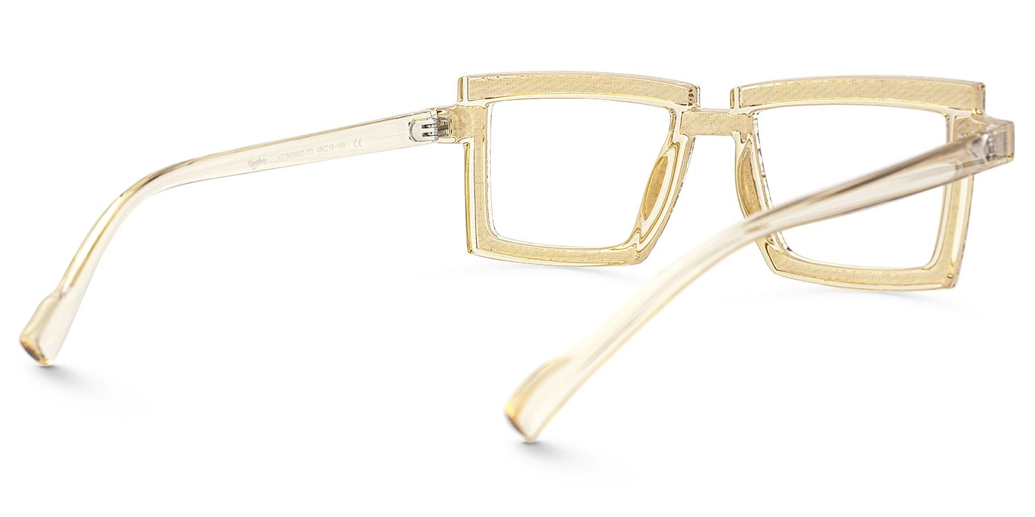 Pandeia - Rectangle Champagne Eyeglasses | Vooglam Side View