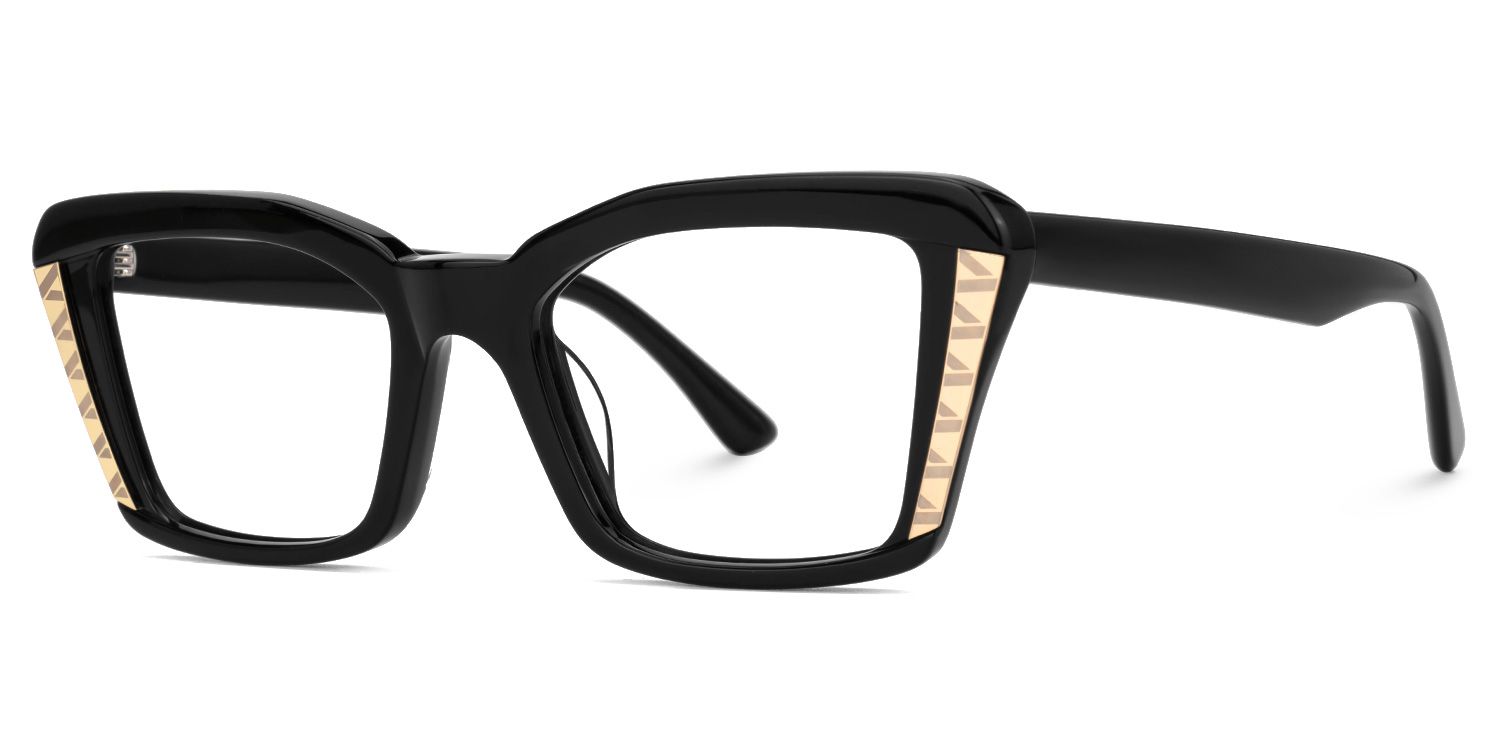 Fiachra - Rectangle Black Eyeglasses by Vooglam - Front View