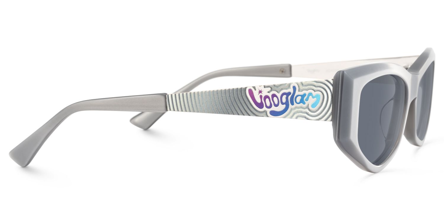 Tahiya - Geometric Grey Sunglasses | Vooglam 4