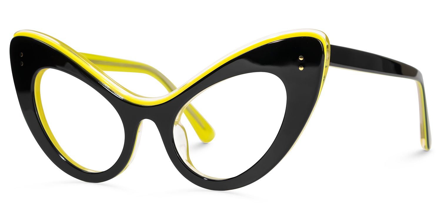 Danesha - Cat Eye Black Eyeglasses | Vooglam Front View