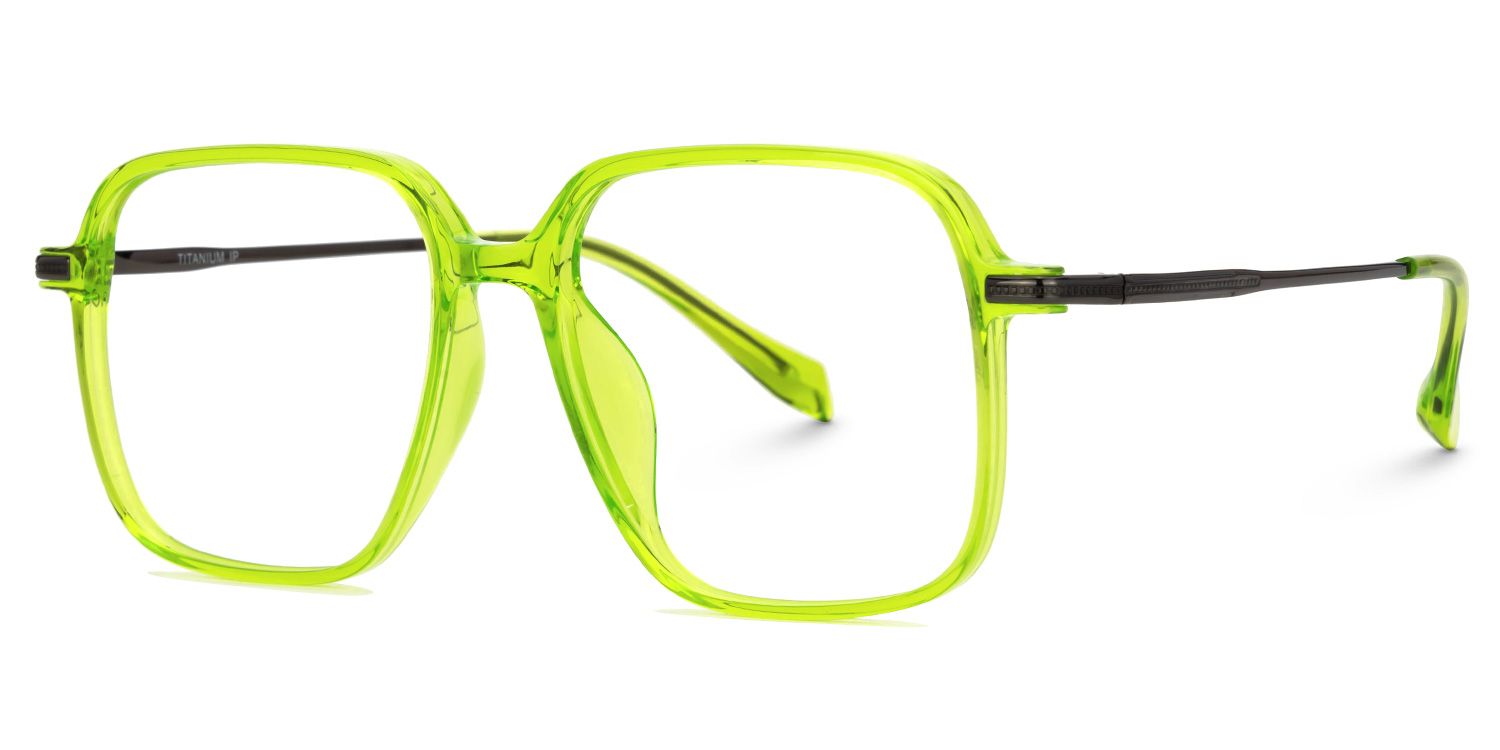 Halima - Square Green Eyeglasses | Vooglam Front View