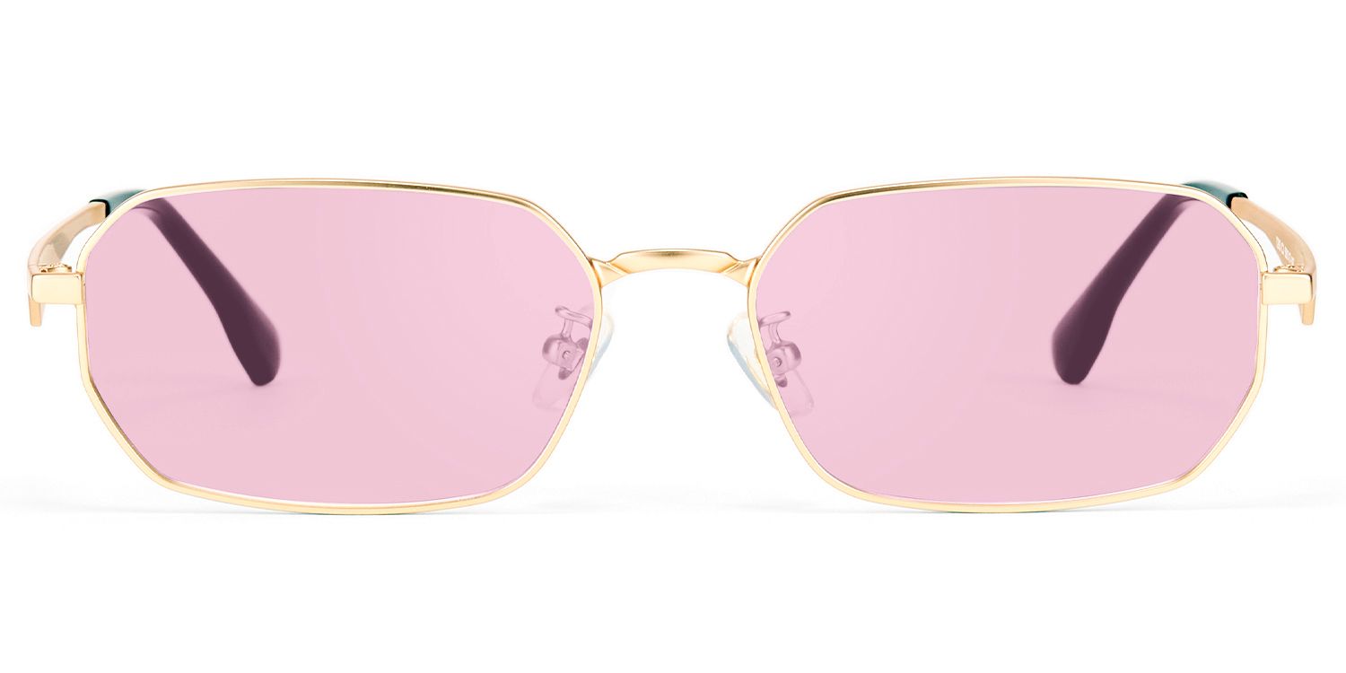 Frame Size of Aether - Thin Gold Geometric Blue Mirrored Shades | Vooglam