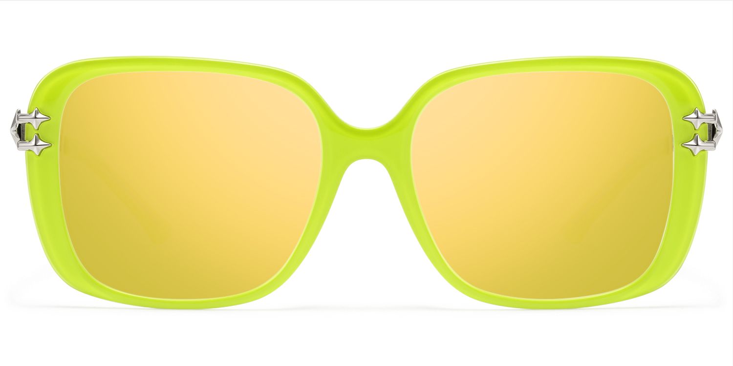 Nova - Neon Green Gold Mirrored Double Wire Shades by Vooglam Product Details 1