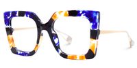 Adrienne - Square Blue Floral Eyeglasses | Vooglam Front View