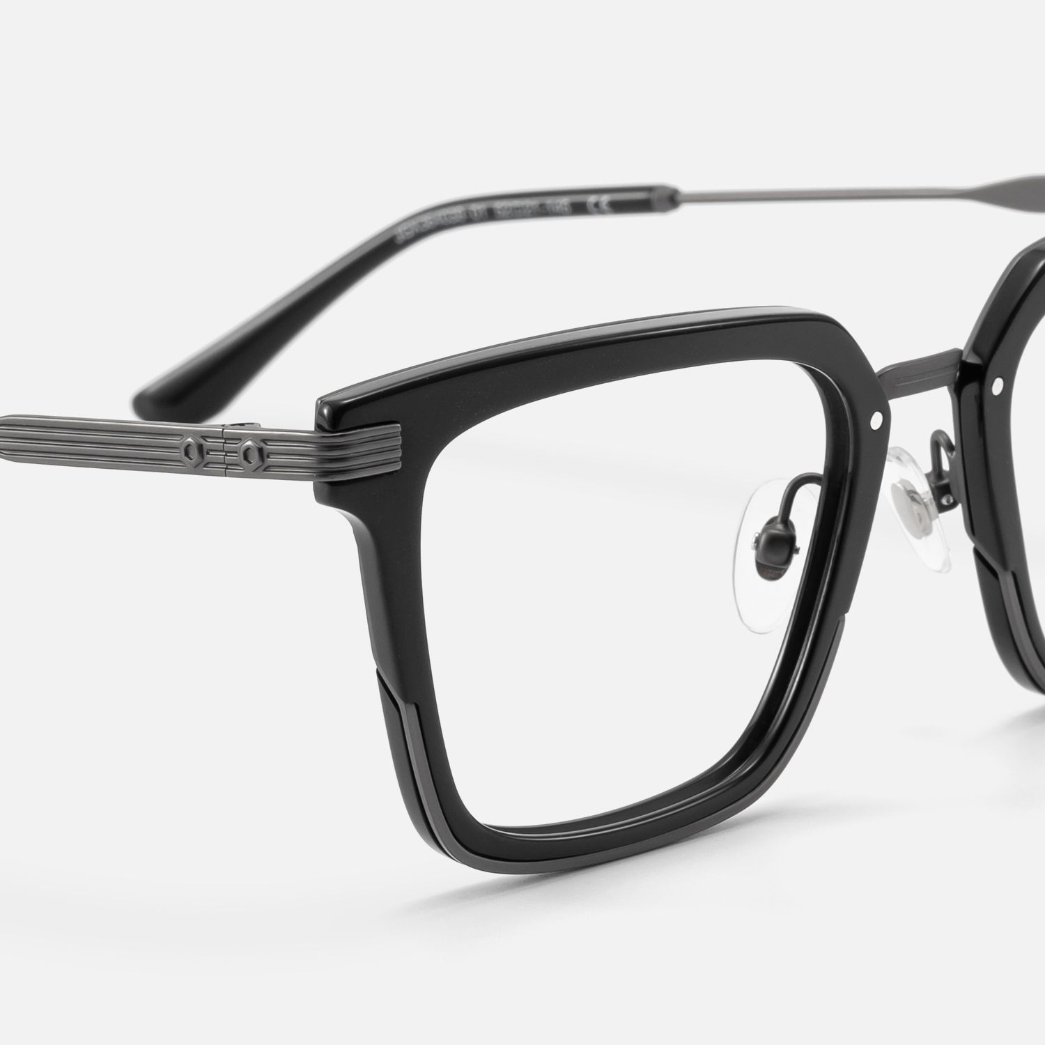 Kassel - Matte Gunmetal Modular Square Glasses | Vooglam Design Details