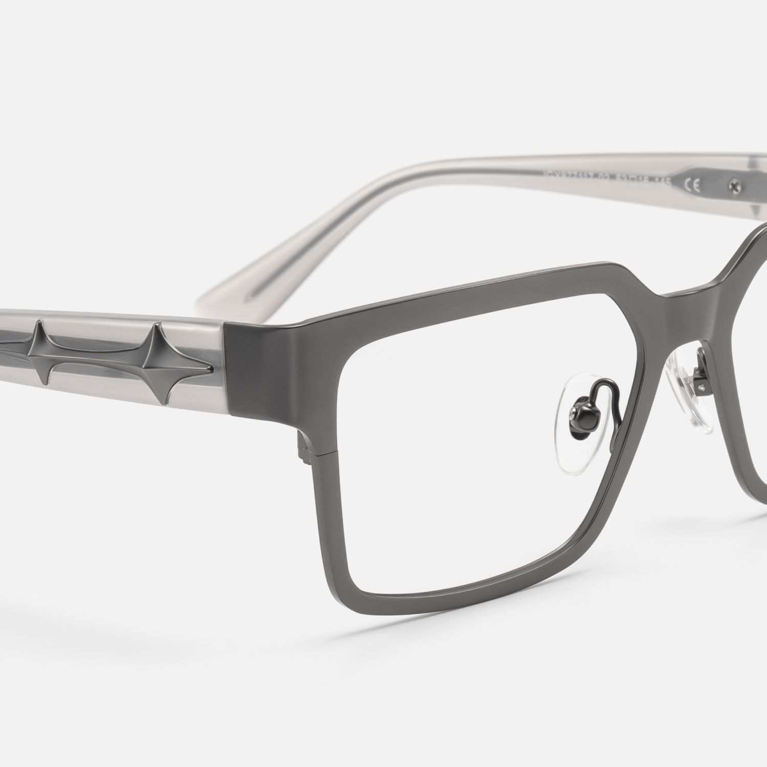 Vector - Futuristic Gunmetal Rectangle Glasses by Vooglam - Design Details