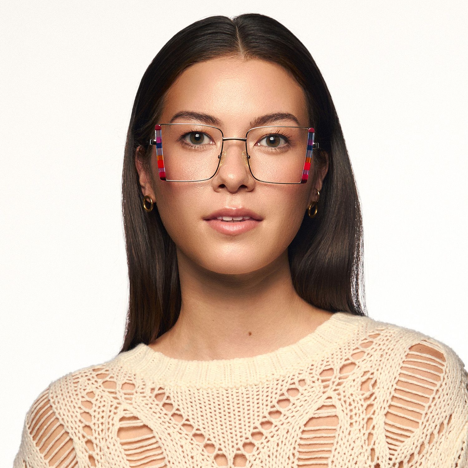 model wearing Denzel - Square Eyeglasses with Bohemian Flair 1