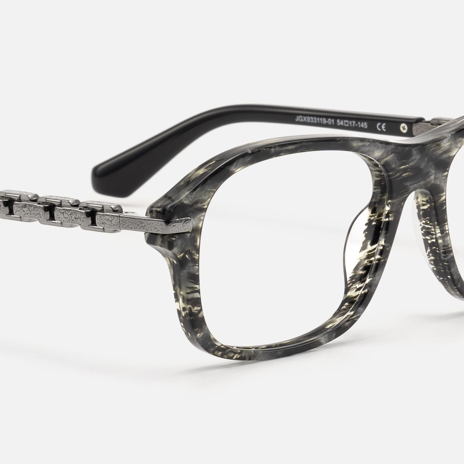 Albini - Black Marble Gunmetal Chain Navigator | Vooglam Design Details