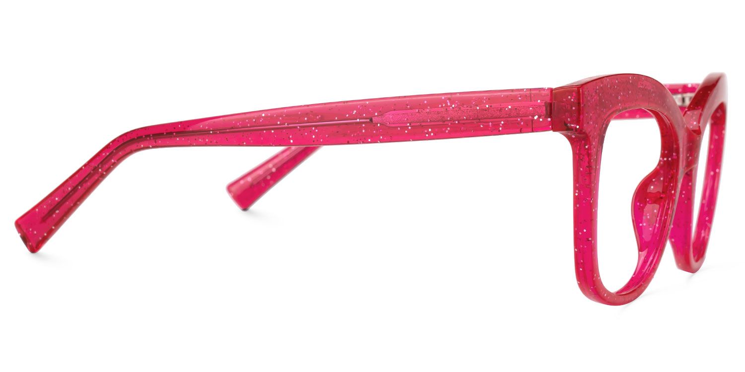 Rectangle Bright/Pink Eyeglasses by Vooglam.com - Product View 4