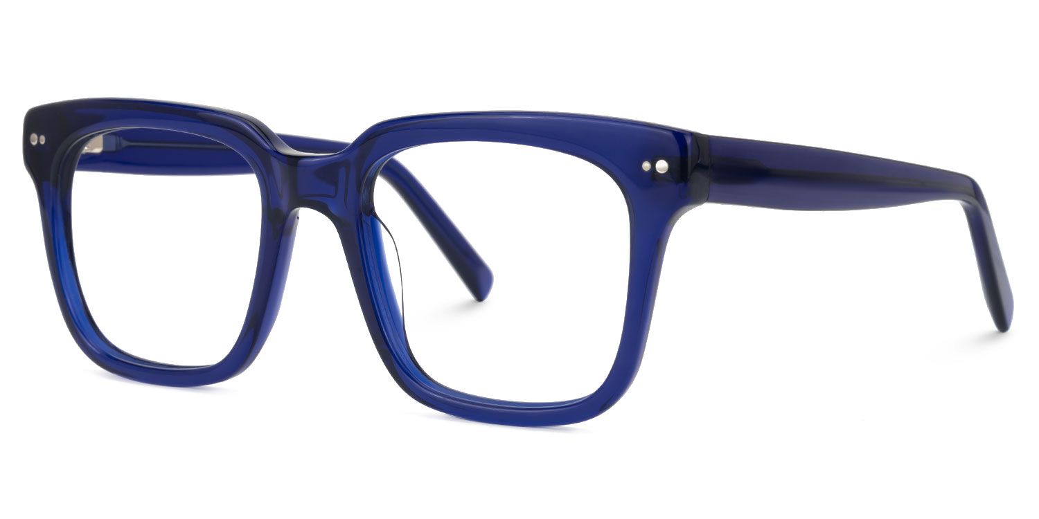 Elisedd - Square Blue Eyeglasses | Vooglam Front View