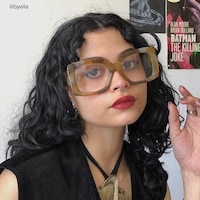 Borislav - Oversized Olive Green Frame Glasses - 6