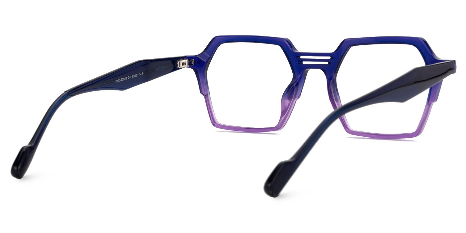 Hachiro - Geometric Purple Eyeglasses | Vooglam Side View