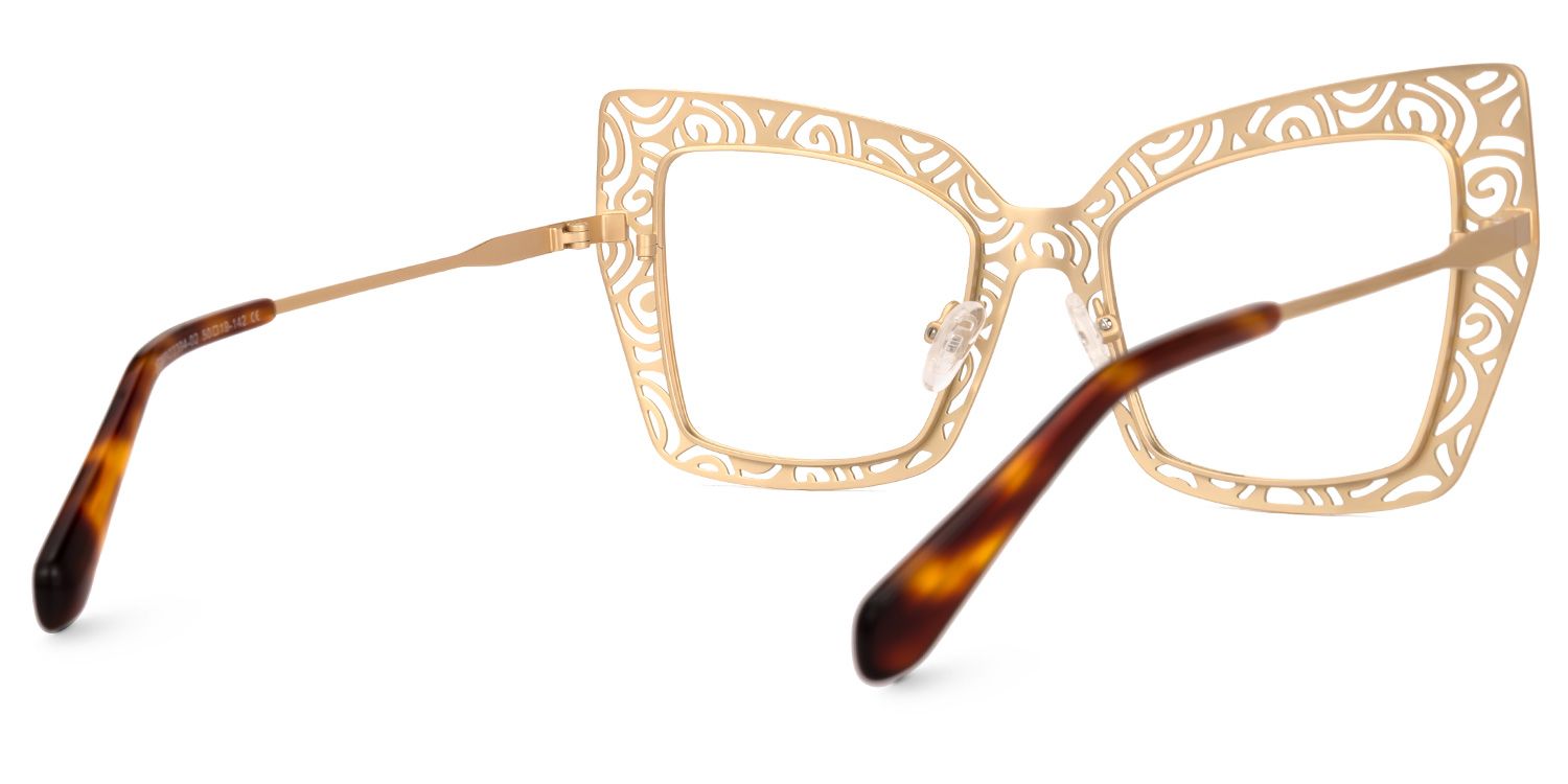 Darielle - Square Gold Eyeglasses by Vooglam - Side View