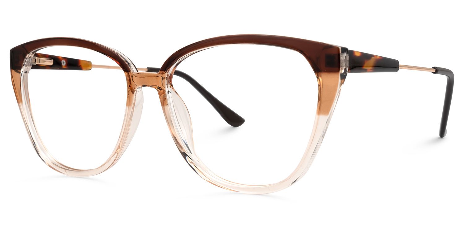 Eivor - Cat Eye Brown Eyeglasses | Vooglam Front View