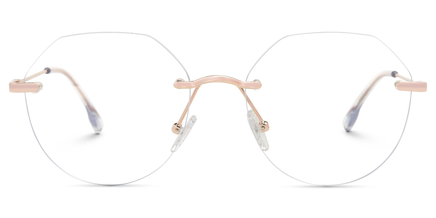 Emlyn - Geometric Pink Eyeglasses | Vooglam Angle View