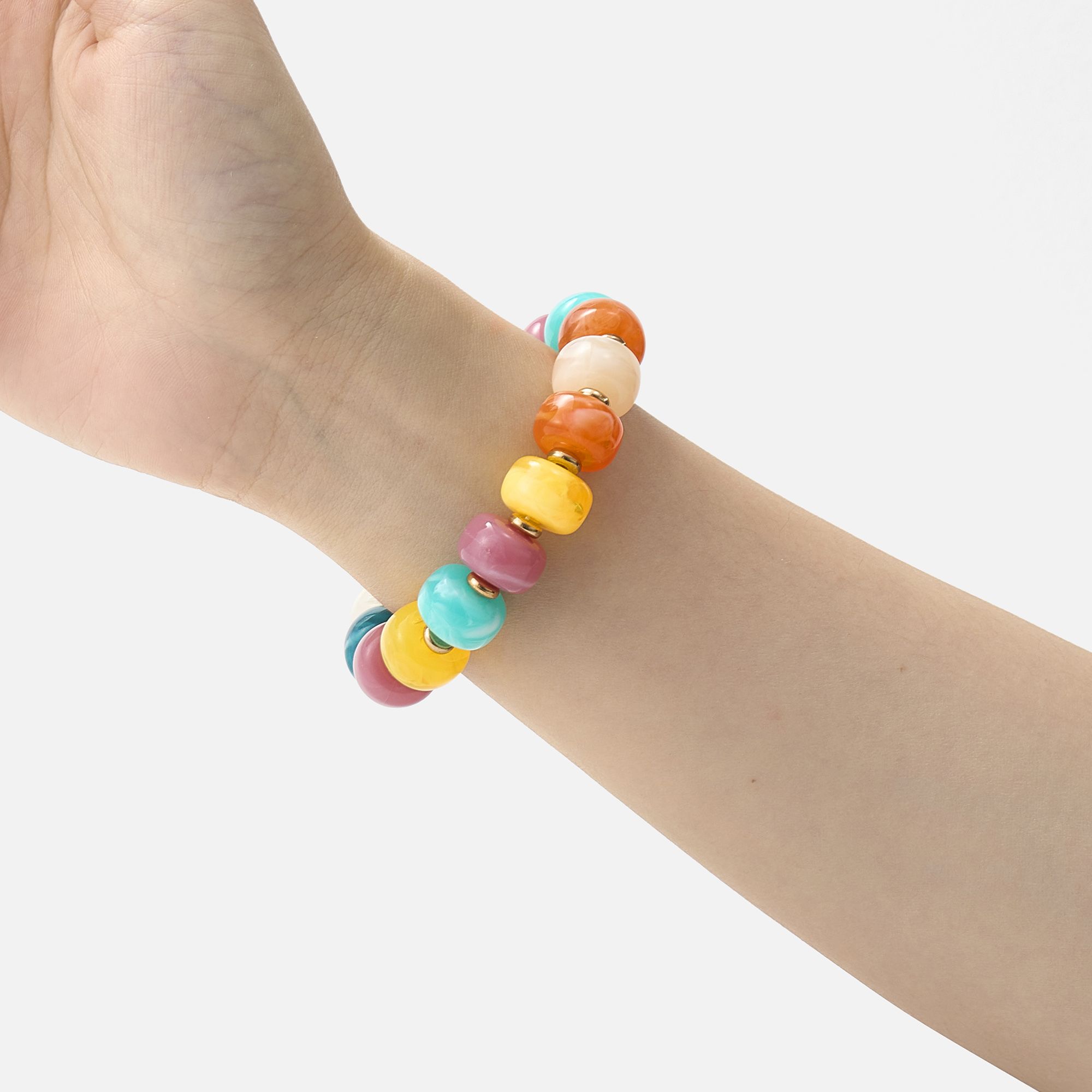 Colorful Beaded Stretch Bracelet - On Model