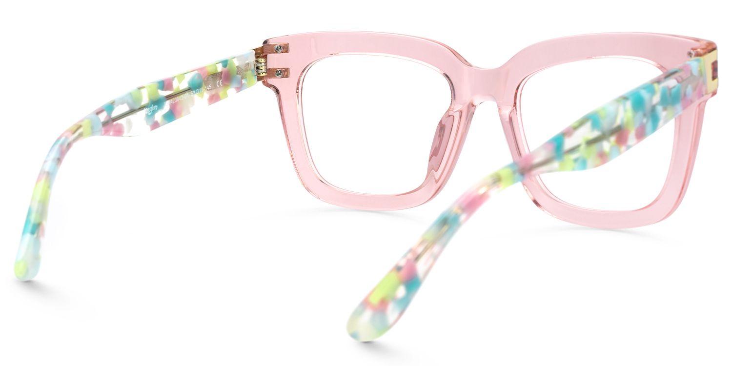 Anjelica - Square Pink Eyeglasses | Vooglam Side View
