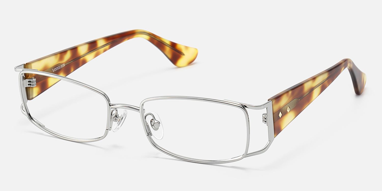 Wren - Nickel-Free Rectangle Silver Eyeglasses | Vooglam Front View