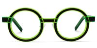 Rooney - Round Black/Green Eyeglasses | Vooglam Angle View