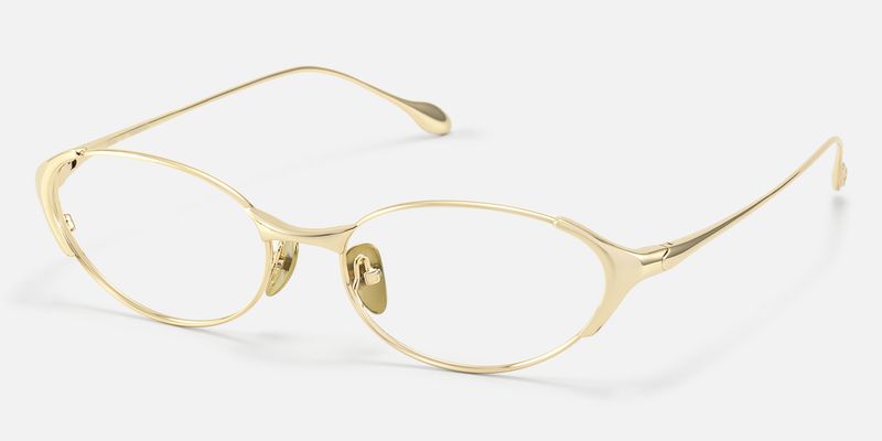Ebisu - Retro Gold Oval Glasses with Ti Nose Pads | Vooglam