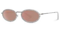 Finnea - Oval Silver Sunglasses | Vooglam Front View