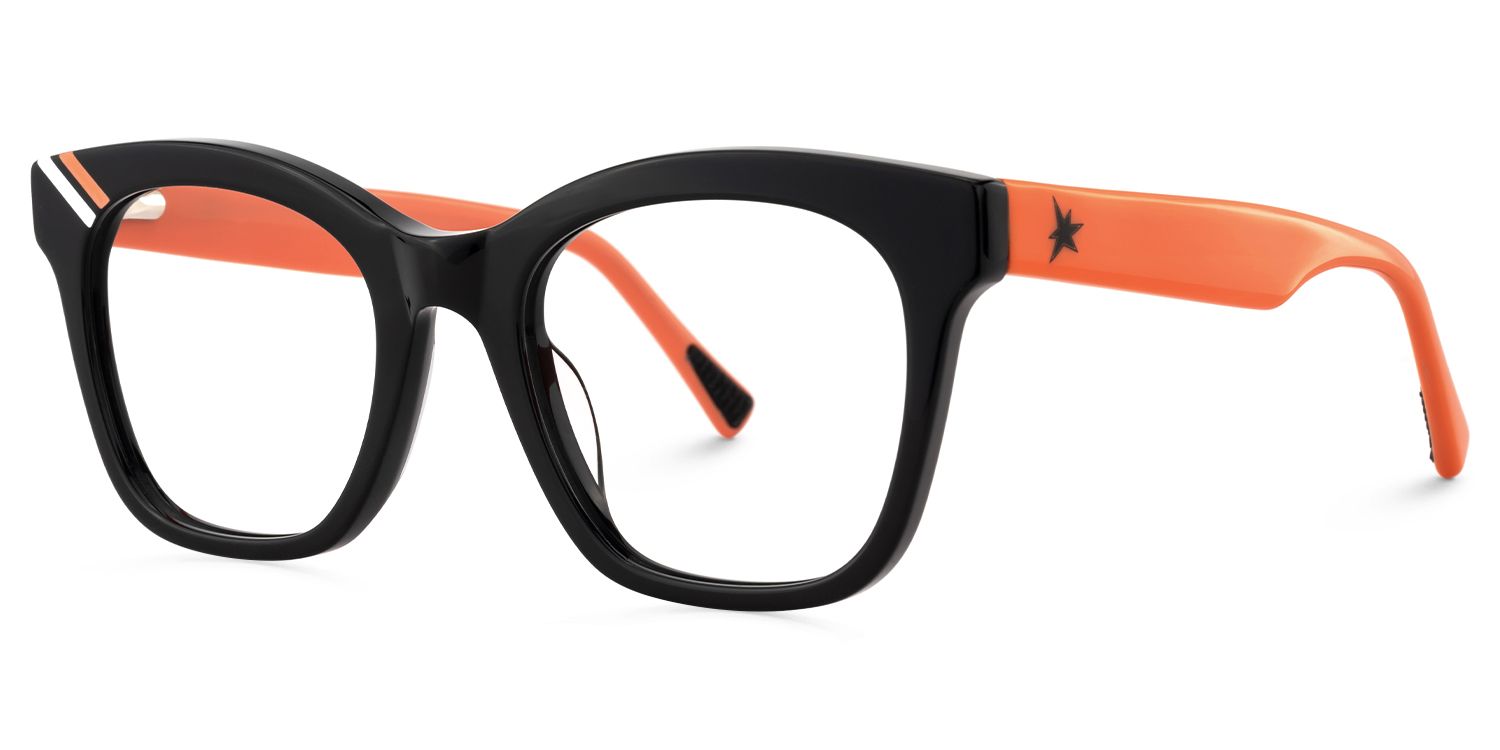 Vera - Square Black Eyeglasses | Vooglam Front View