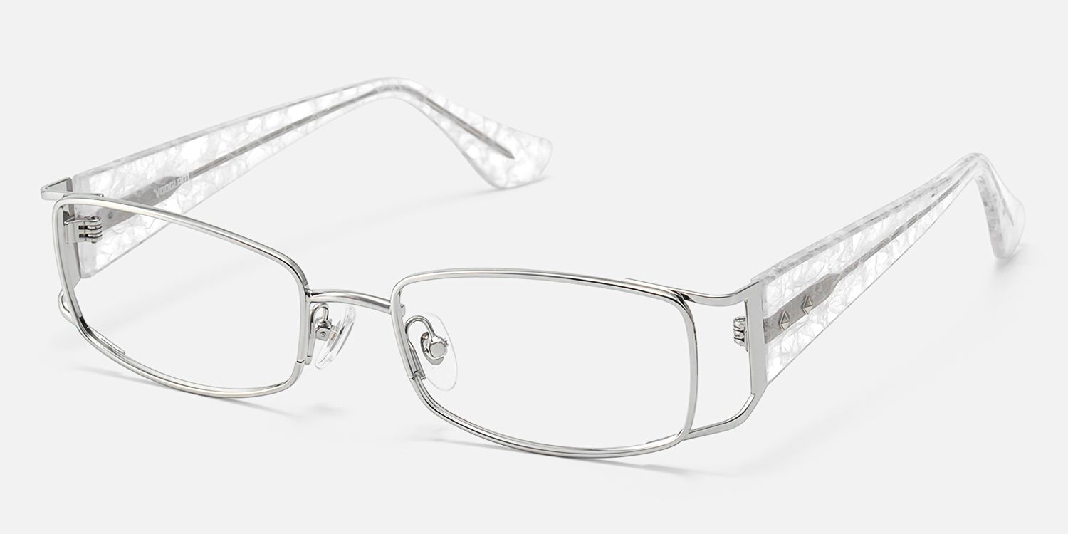 Wren - City to Festival Rectangle Silver Glasses | Vooglam Front View
