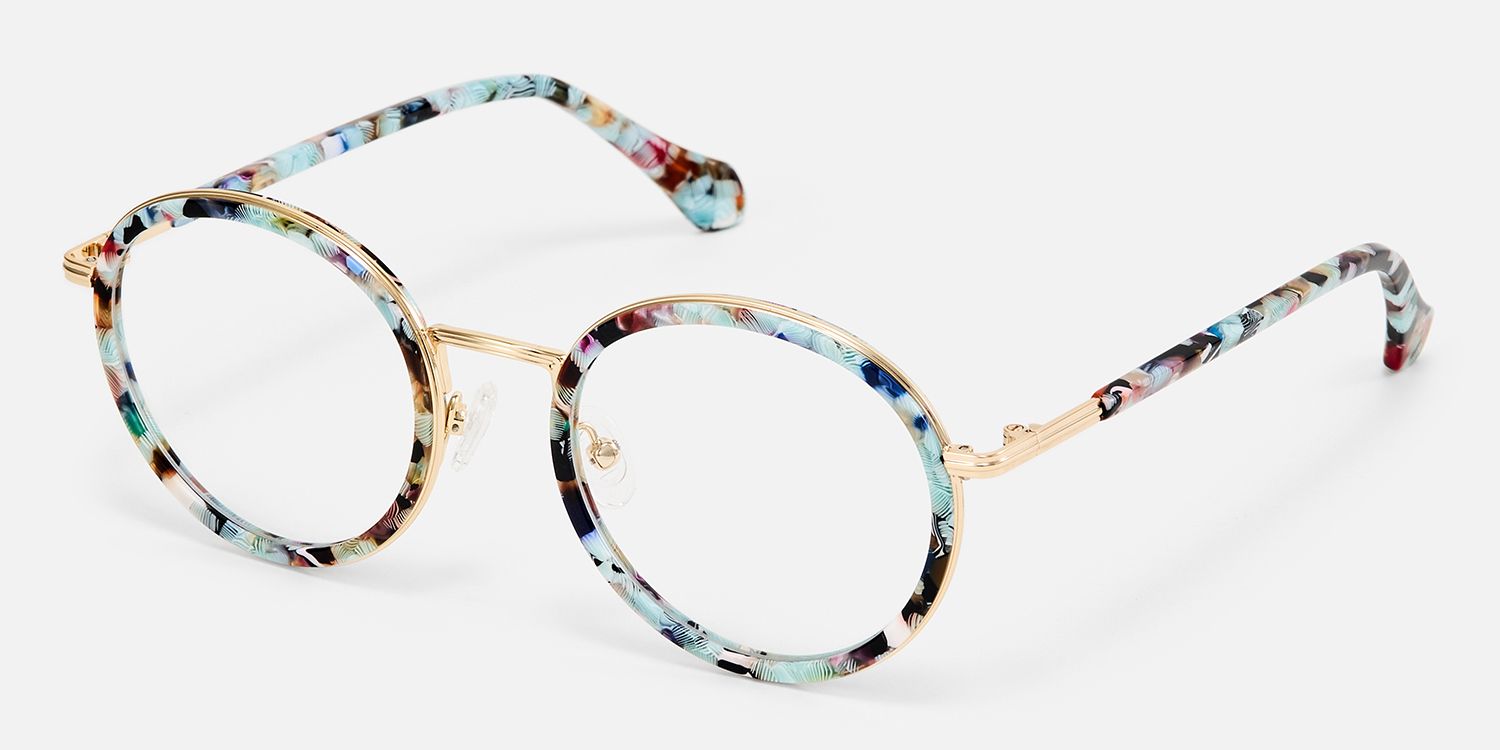 Alma - Round Blue Eyeglasses | Vooglam Front View