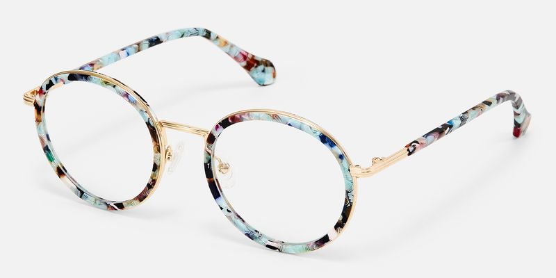 Alma - Round Blue Eyeglasses