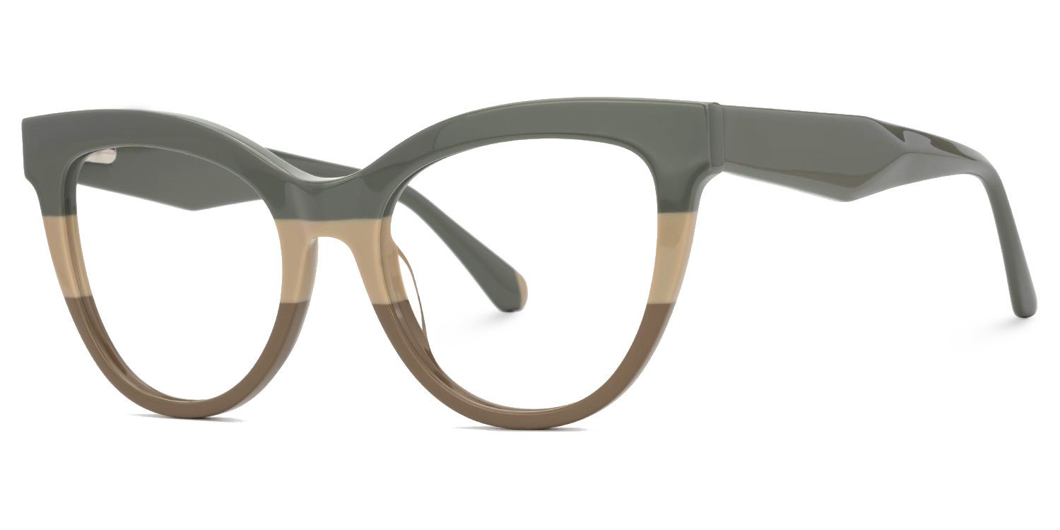 Gafna - Cat Eye Green Eyeglasses by Vooglam - Front View