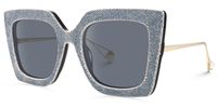 Faustus - Retro Blue Square Denim Sunglasses Frames | Vooglam Front View