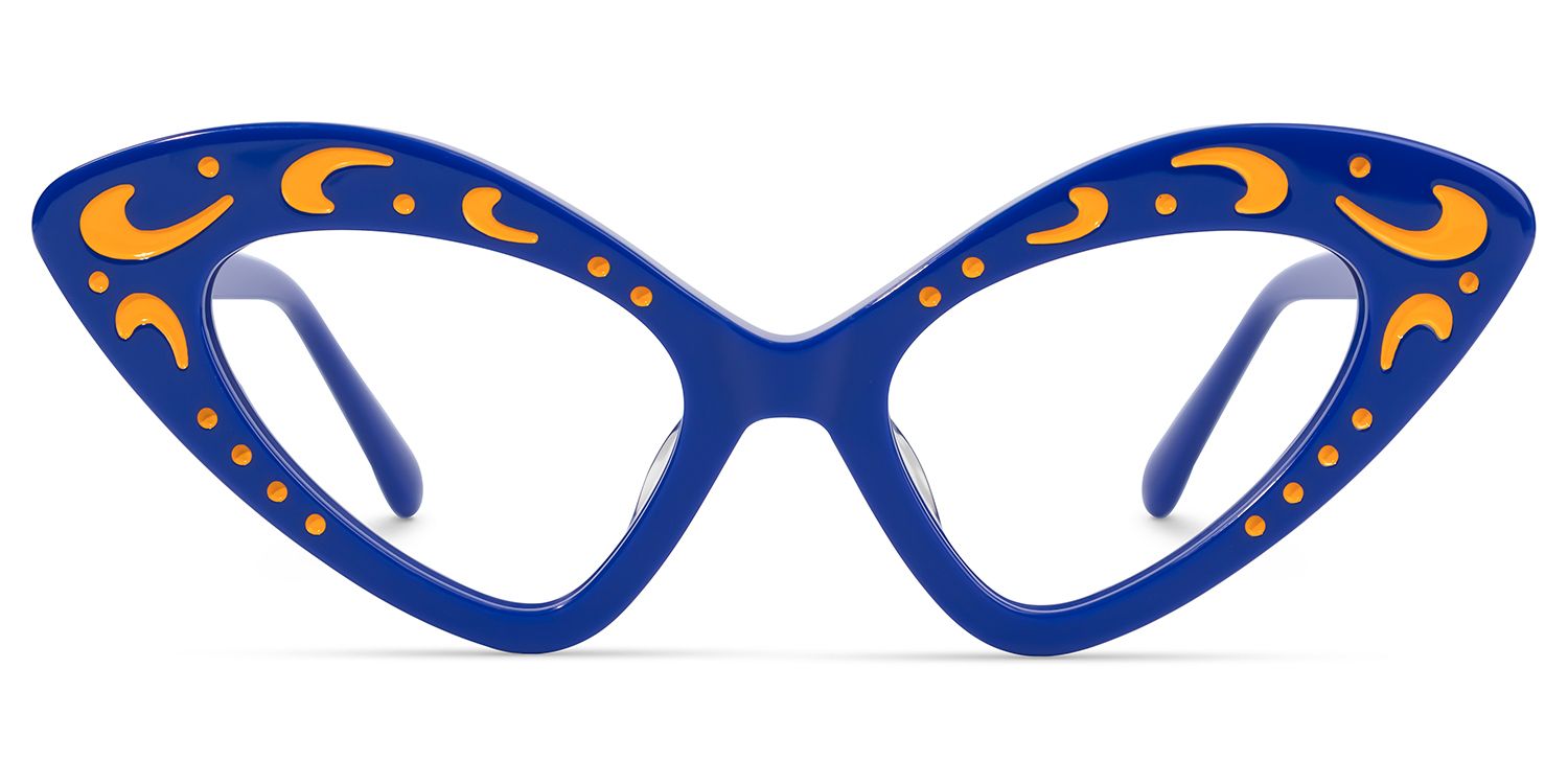 Keyshawn - Cat Eye Blue Eyeglasses by Vooglam - Angle View