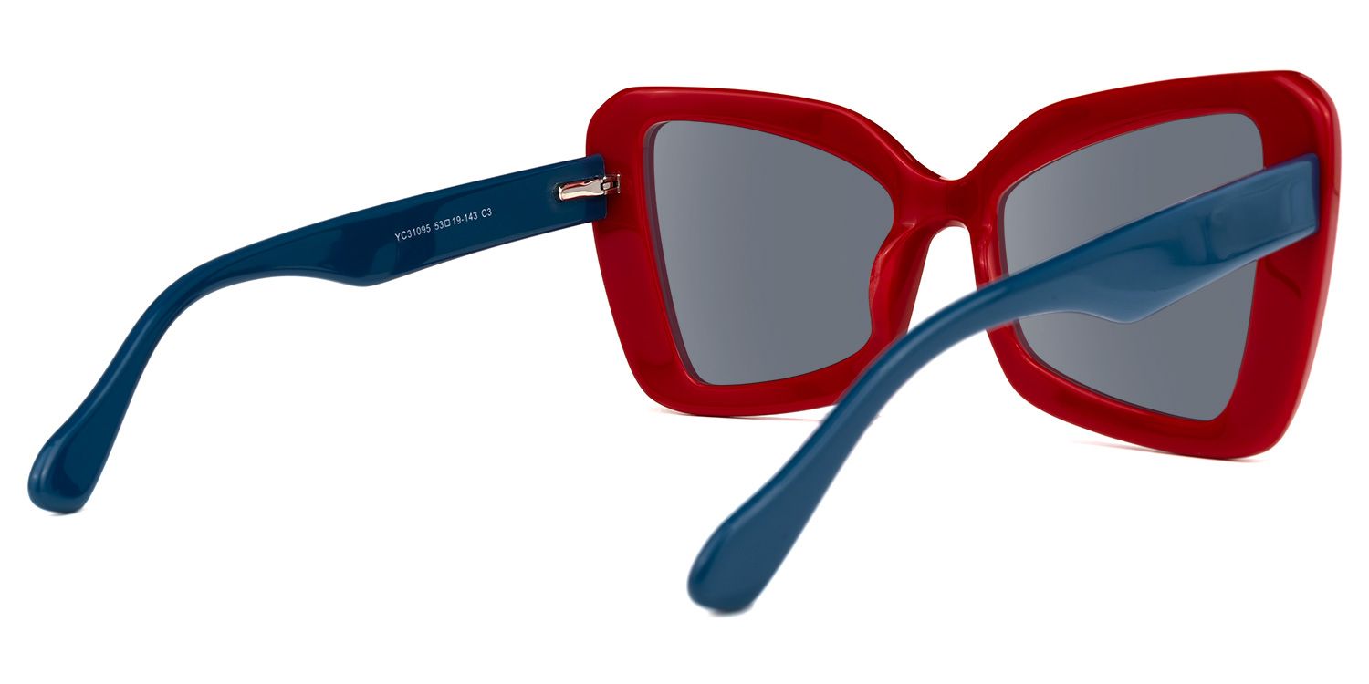 Mandi - Butterfly Red Sunglasses | Vooglam Side View