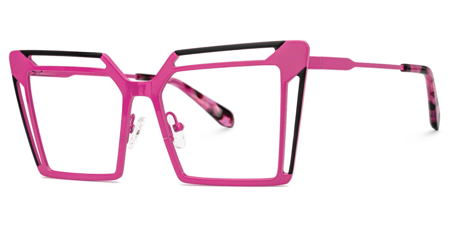 Fidelity - Square Black/Pink Eyeglasses | Vooglam Front View