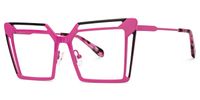 Fidelity - Square Black/Pink Eyeglasses | Vooglam Front View