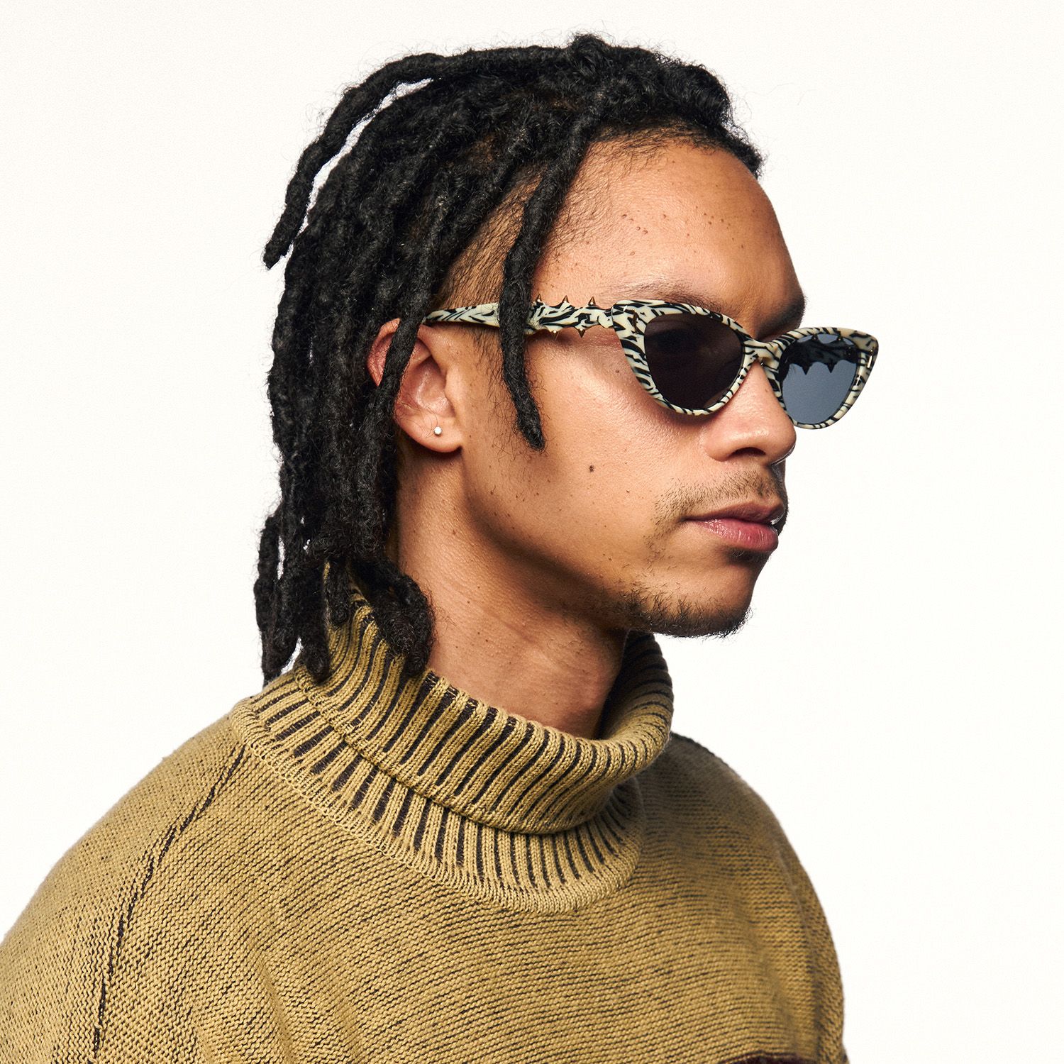 As If - Gold Spike Zebra Print Sunglasses | Vooglam On Model 2