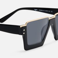 Dardhan - Rectangle Black Sunglasses | Vooglam Design Details