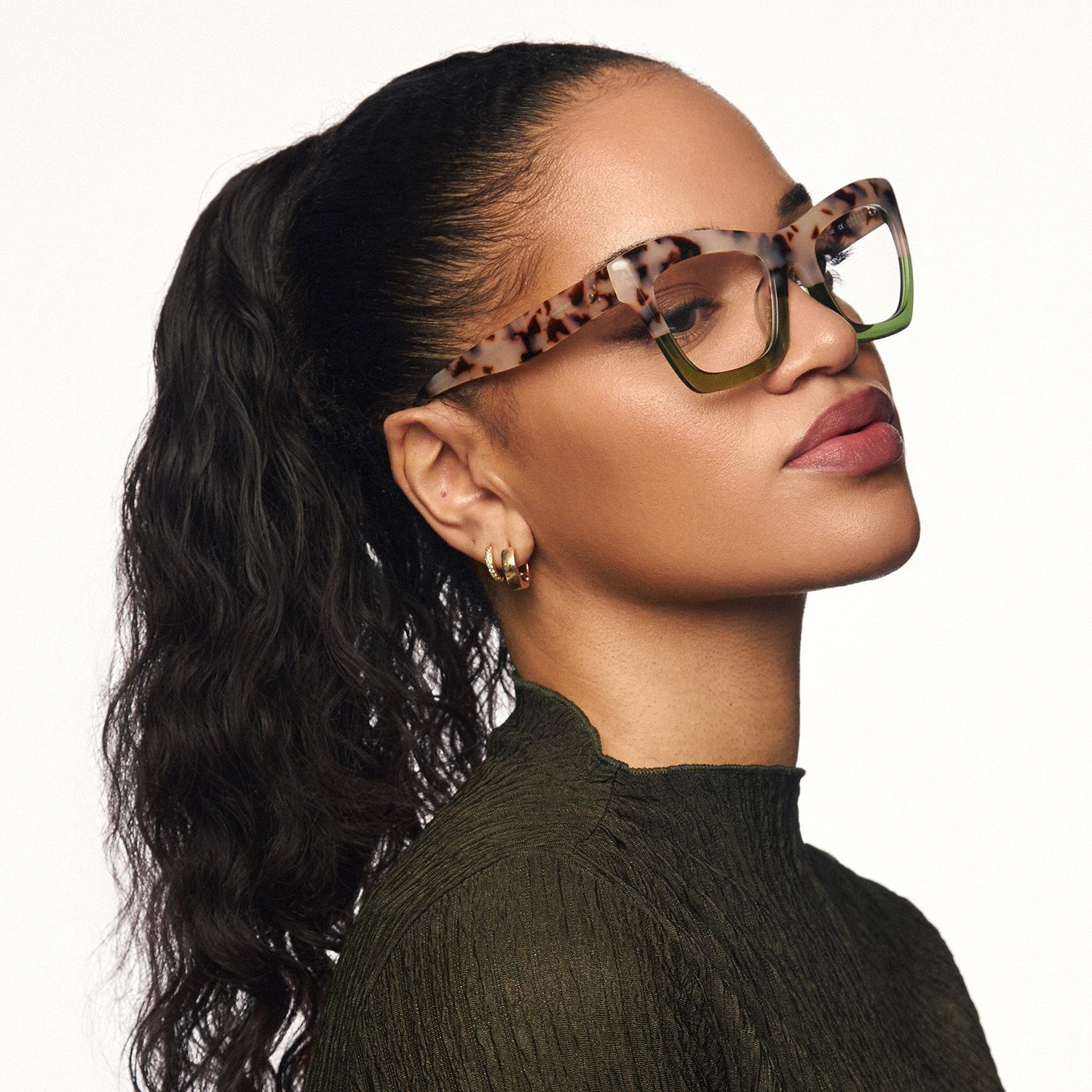 Sienna - Classy Leopard Print & Green Eyeglasses by Vooglam - Lifestyle Look